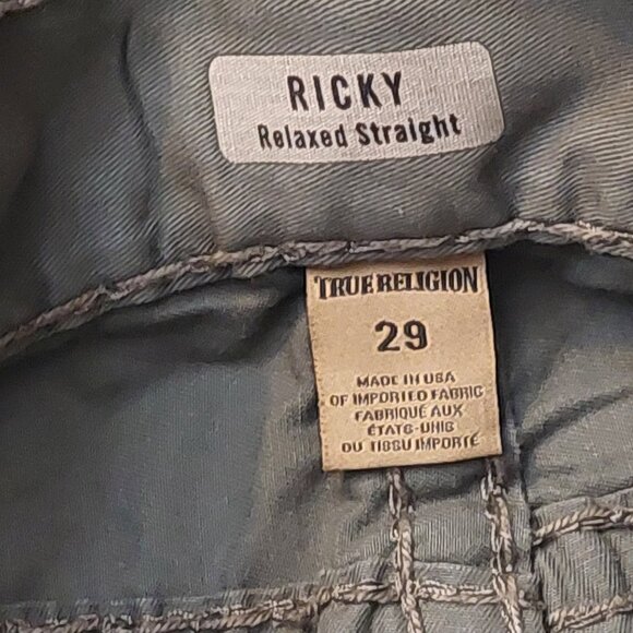 True Religion Men's Straight Jeans in Olive - Picture 10 of 16
